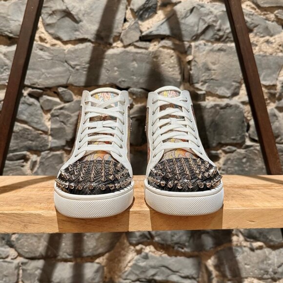 Christian Louboutin Lou Spikes Flame Lurex High-top Sneakers - Picture 2 of 15